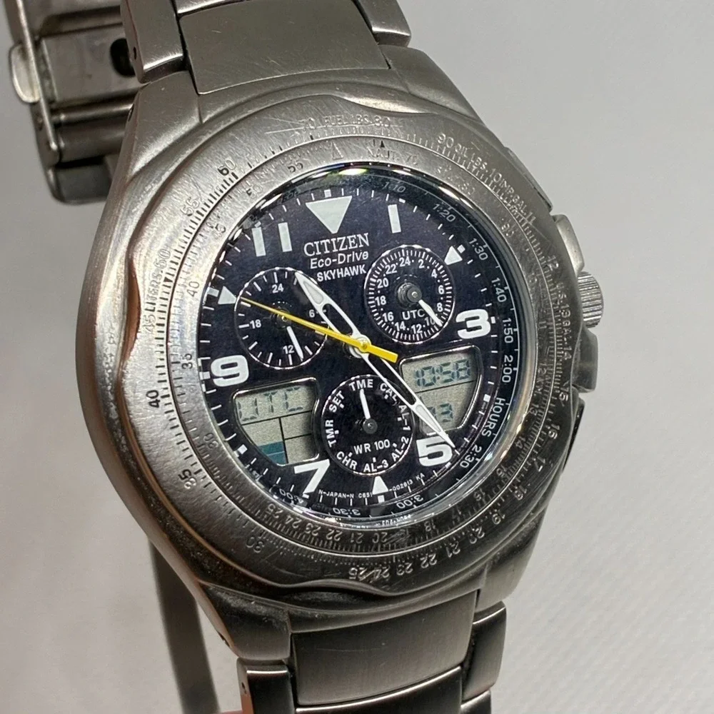 Citizen Skyhawk C651 Eco-Drive Solar Mens Watch - NEW CAPACITOR & CRYSTAL!